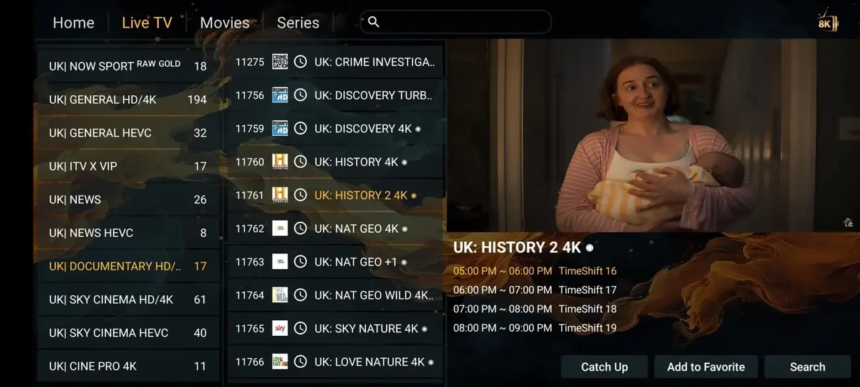Voorbeeldscherm van Pandora IPTV app 2