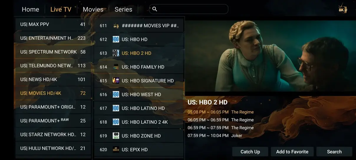 Voorbeeldscherm van Pandora IPTV app 3