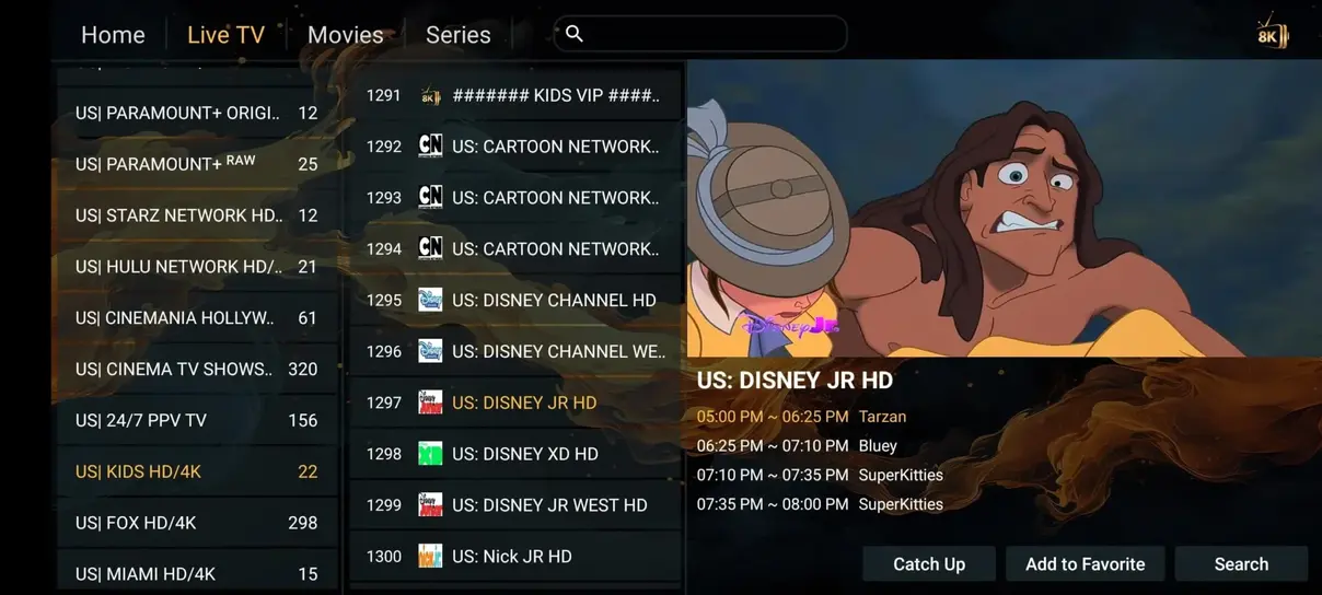 Voorbeeldscherm van Pandora IPTV app 4
